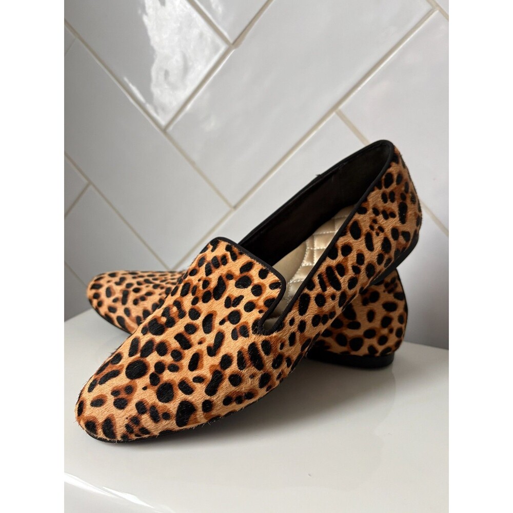 Birdies The Starling Loafers Calf Hair Cheetah Leopard Print Flats size 9 EUC